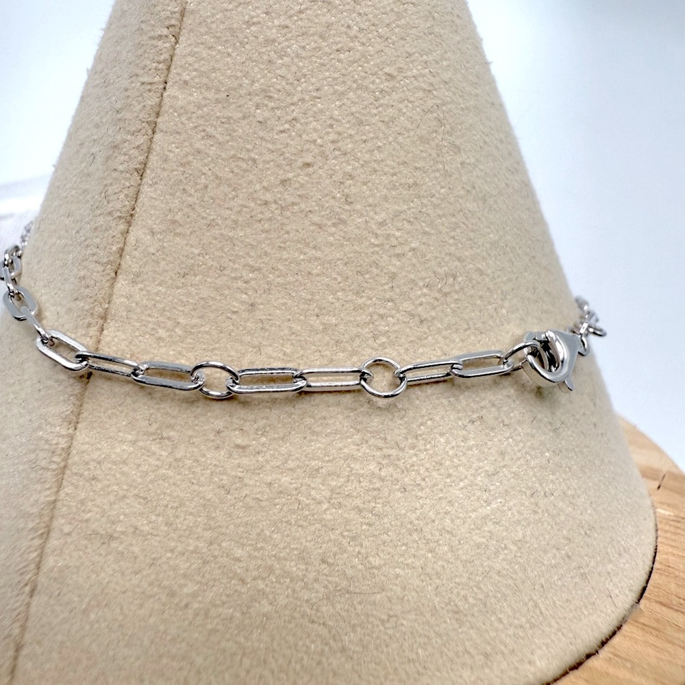 7” .925 Sterling Silver Cz Heart Bracelet - Picture 6 of 13